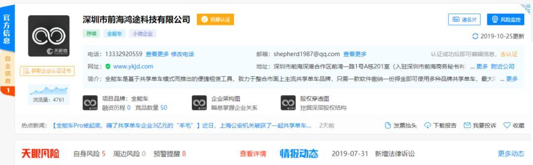 全能車App翻車背后：一份押金撬開所有單車，幕后公司坐擁27個商標