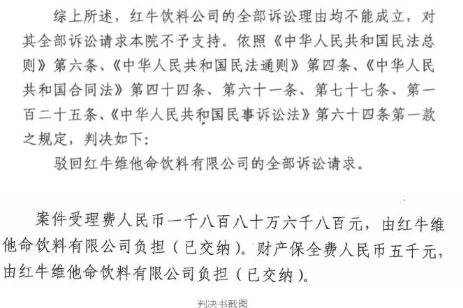 剛剛！紅牛37億商標案宣判，僅訴訟費高達1800余萬