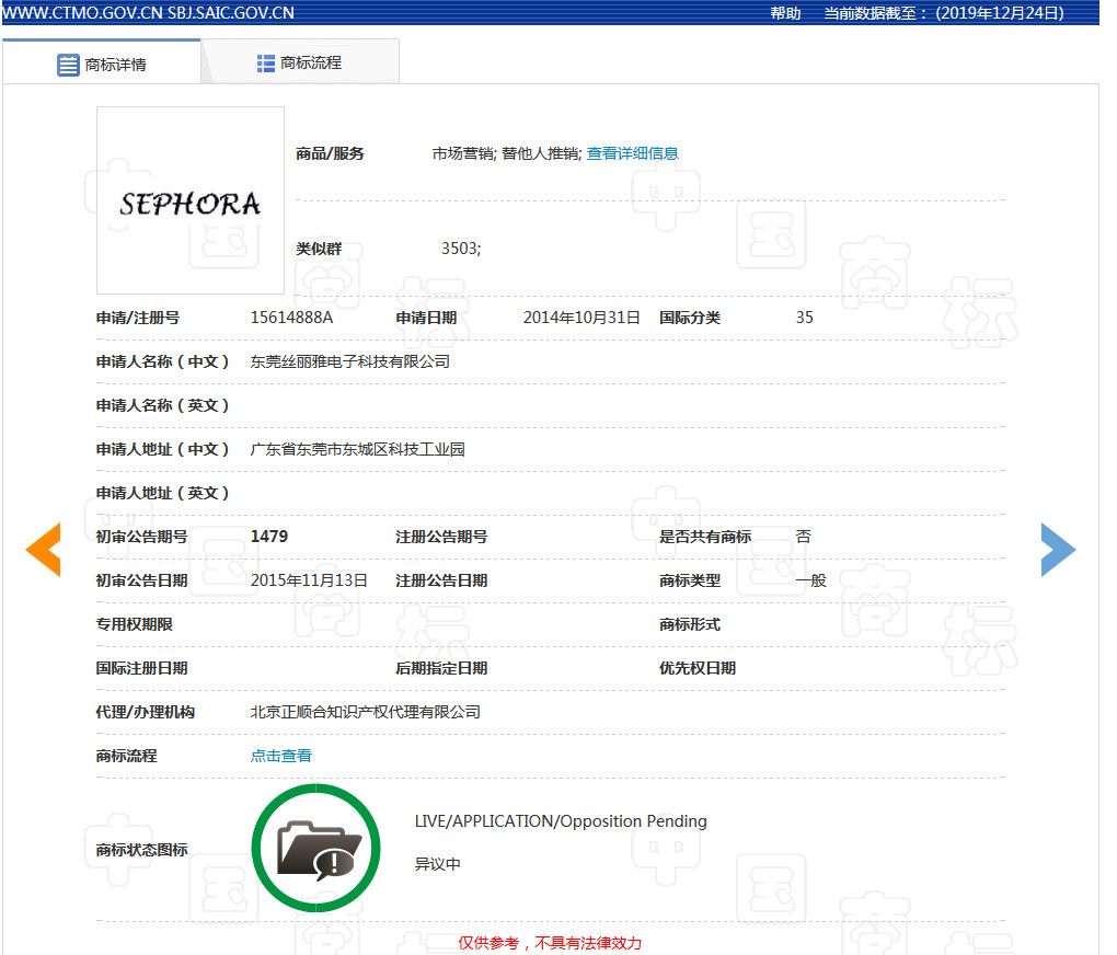美妝巨頭絲芙蘭被東莞某公司搶注商標了？