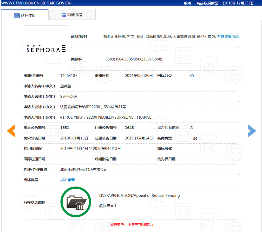 美妝巨頭絲芙蘭被東莞某公司搶注商標了？