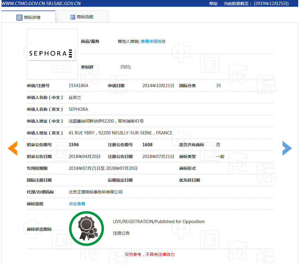 美妝巨頭絲芙蘭被東莞某公司搶注商標了？