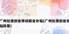 廣州社保創業帶動就業補貼(廣州社保創業補貼政策)