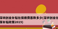 深圳創業補貼社保繳費基數多少(深圳創業社保補貼政策2019)