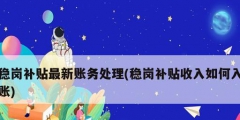 穩崗補貼最新賬務處理(穩崗補貼收入如何入賬)