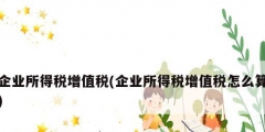 企業所得稅增值稅(企業所得稅增值稅怎么算)