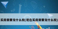 買房需要交什么稅(現在買房需要交什么稅)