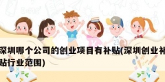 深圳哪個公司的創業項目有補貼(深圳創業補貼行業范圍)