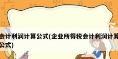 會計利潤計算公式(企業所得稅會計利潤計算公式)